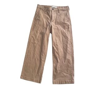 Ella Moss Women's size 6 Wide Leg Crop Pants Tan‎ Brown Canvas Slash Pocket